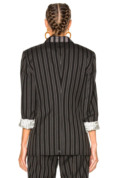 Shop Alexander Mcqueen Stripe Wool Blazer In Stripes,gray,black