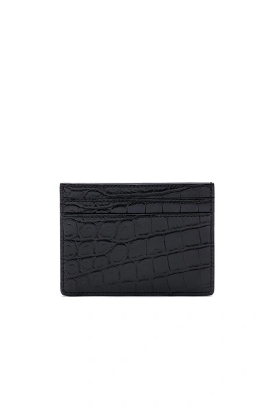 Saint Laurent Crocodile-effect Leather Cardholder In Black