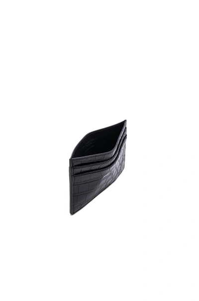 Saint Laurent Crocodile-effect Leather Cardholder In Black