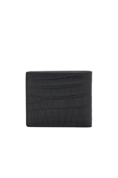 Shop Saint Laurent Croc Leather East West Wallet In Black,animal Print