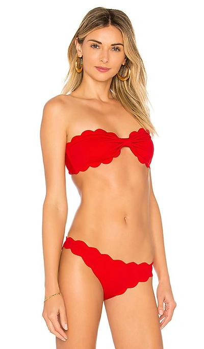 Marysia Antibes Scalloped Bandeau Bikini Top In Red