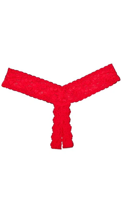 Shop Hanky Panky After Midnight Open Crotch Low Rise Thong In Red