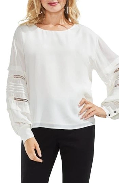 Shop Vince Camuto Pintuck Sleeve Blouse In New Ivory