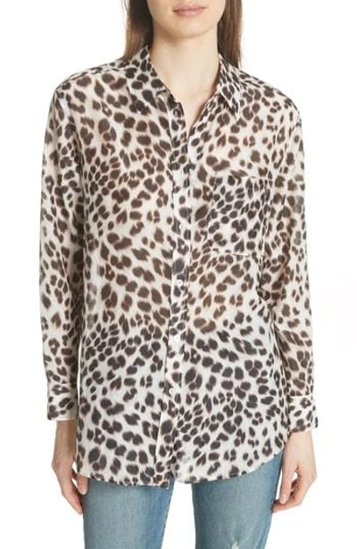 Shop Equipment Daddy Leopard Print Blouse In Bright White Multi