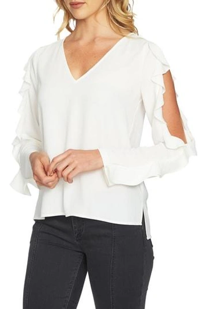 Shop 1.state Ruffle Cold Shoulder Top In Night Navy
