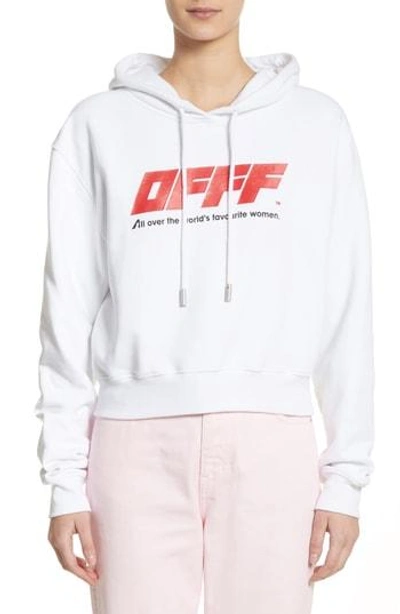 Shop Off-white Offf Crop Hoodie In White Red