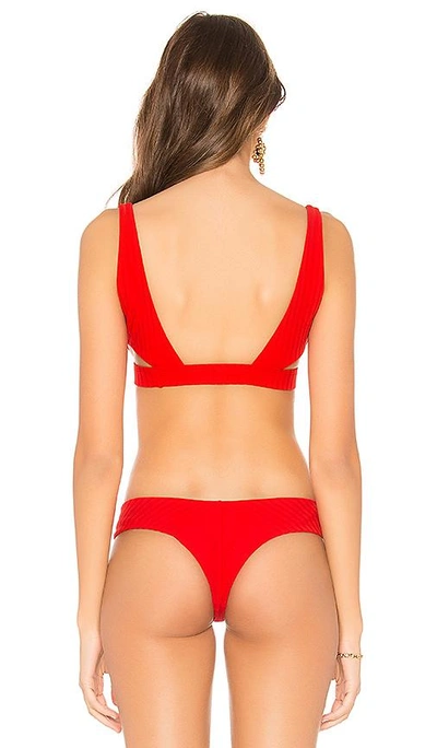 Shop Bond Eye Heatwave Rib Crop Bikini Top In Red