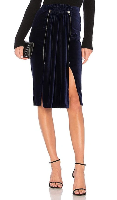 Shop Carven Pleated Skirt In Blue