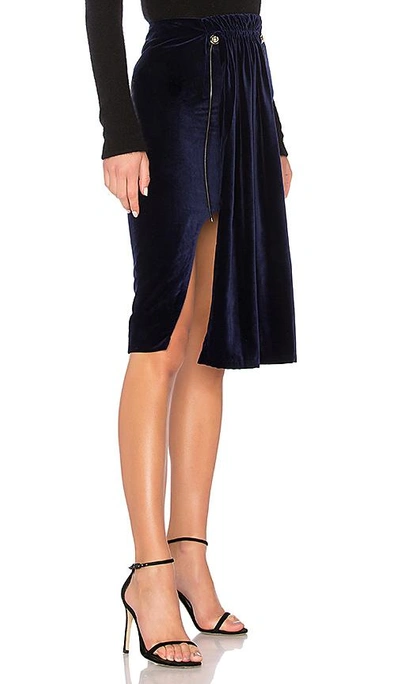 Shop Carven Pleated Skirt In Blue