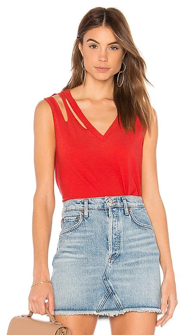 Shop Lna Double Cut V Tank In Red