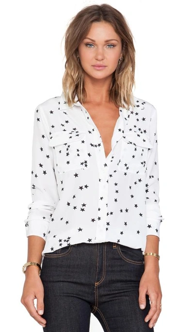 Shop Equipment Slim Signature Star Print Blouse In Bright White