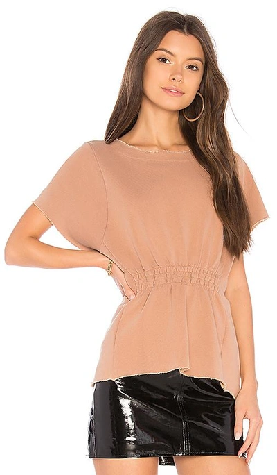 Shop Stateside French Terry Ruched Tee In Tan