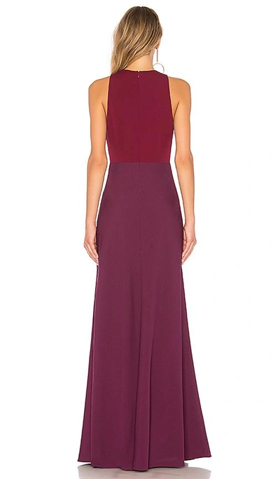 Shop Jill Jill Stuart Two Tone V Neck Gown In Concord Grape & Black Currant