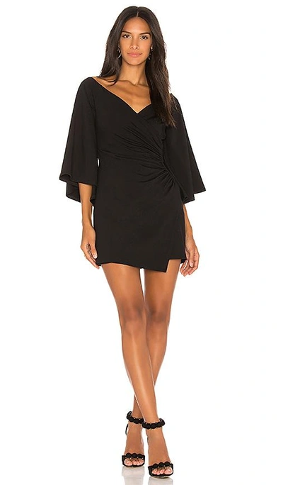 Shop Susana Monaco Bell Sleeve Wrap Dress In Black