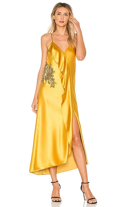 Shop Mestiza New York Natalia Ruffle Midi Dress In Yellow