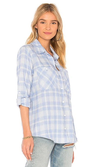 Sanctuary Steady Boyfriend Plaid Shirt In Blue