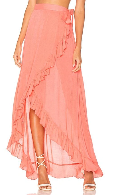 Shop Lovers & Friends Waves For Days Wrap Skirt In Coral