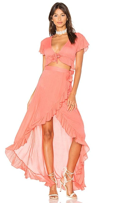 Shop Lovers & Friends Waves For Days Wrap Skirt In Coral