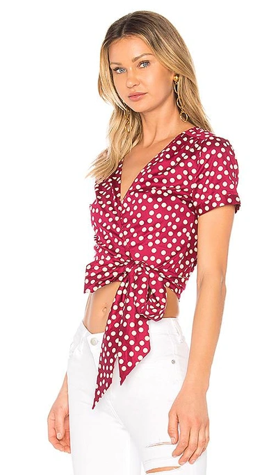 Shop L'academie The Short Sleeve Wrap In Red Dot