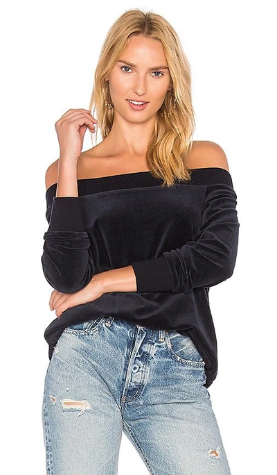 Shop 525 America Velour Off Shoulder Tunic In Navy