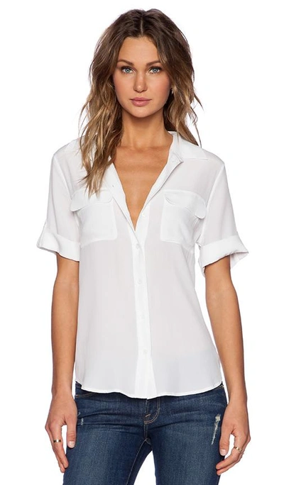 Shop Equipment Slim Signature Short Sleeve Blouse In Bright White