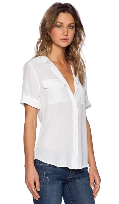 Shop Equipment Slim Signature Short Sleeve Blouse In Bright White