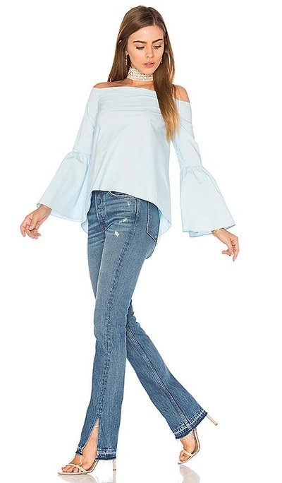 Shop 525 America Bell Sleeve Off Shoulder Top In Blue