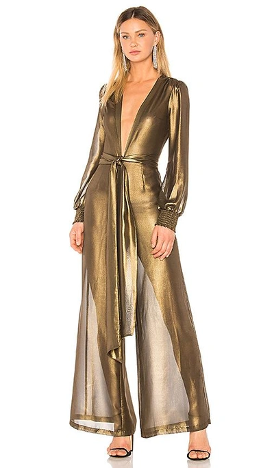 Shop Lpa Jumpsuit 655 In Gold Lurex