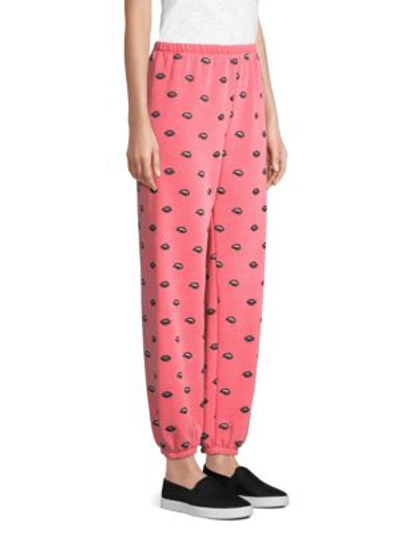Shop Wildfox Lip Service Sweatpants In Red Flare