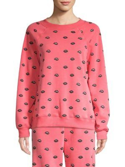 Shop Wildfox Lip Service Sweatshirt In Red Flare