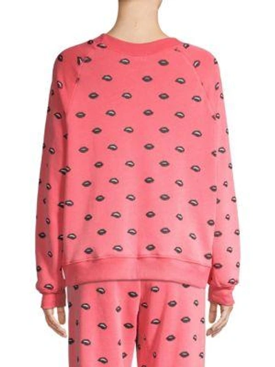 Shop Wildfox Lip Service Sweatshirt In Red Flare