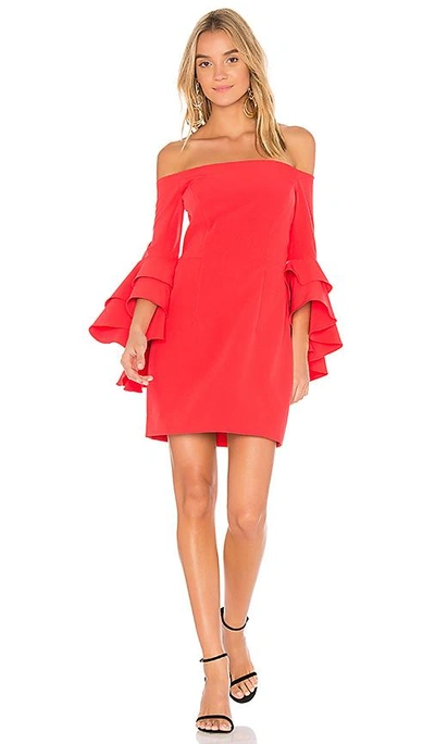 Shop Milly Selena Ruffle Dress In Red
