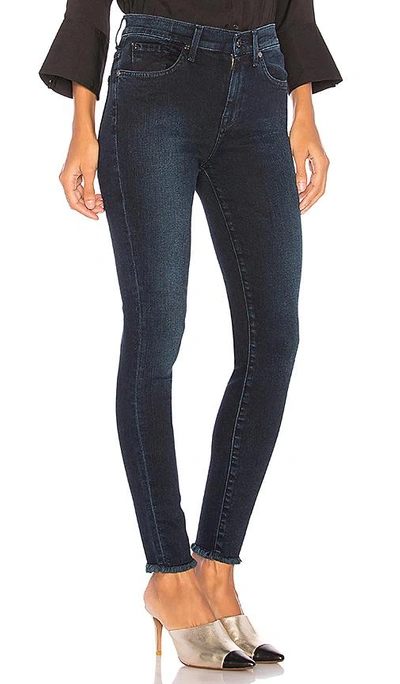 Shop 7 For All Mankind Hw Ankle Skinny With Frayed Hem In Smoked Indigo