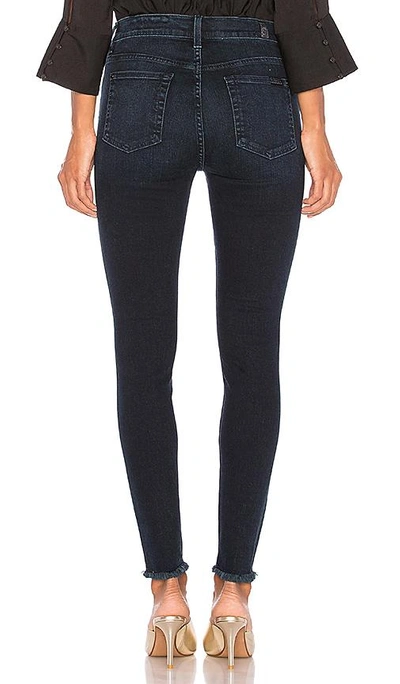 Shop 7 For All Mankind Hw Ankle Skinny With Frayed Hem In Smoked Indigo