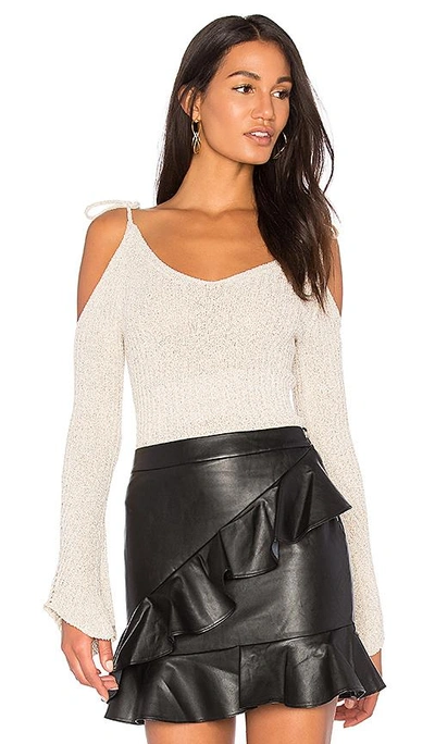 Shop Endless Rose Cold Shoulder Sweater In Metallic Gold