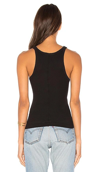 Re/done Ribbed Scoop-neck Fitted Tank In Black