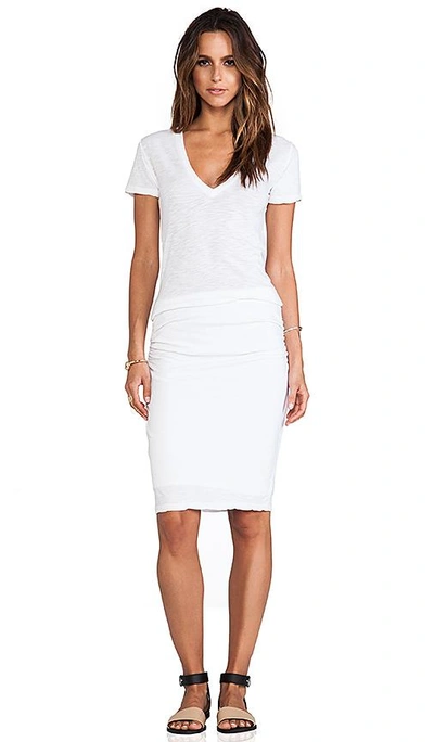 Shop Monrow Shirred Tee Dress In White