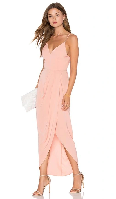 Shop Shona Joy Cocktail Draped Dress In Dusty Pink