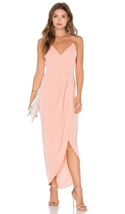 Shop Shona Joy Cocktail Draped Dress In Dusty Pink