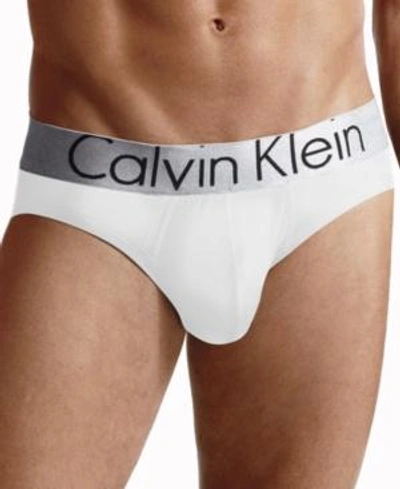 Shop Calvin Klein Men's Underwear, Steel Micro Hip Brief U2715 In White