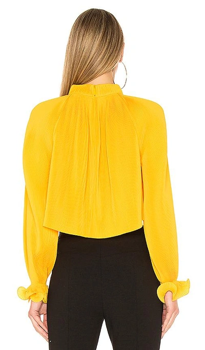 Shop Tibi Pleated Crop Top In Yellow