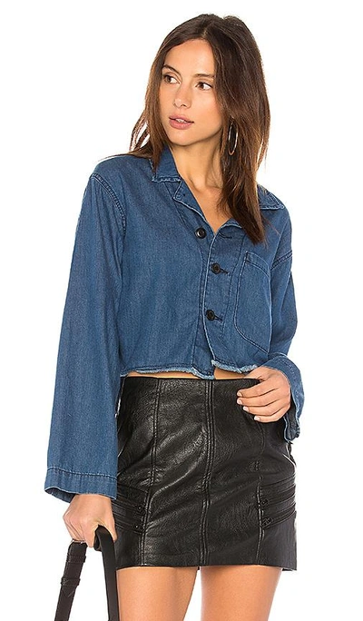 Shop The Great The Cropped Army Jacket In Vibrant Blue Wash