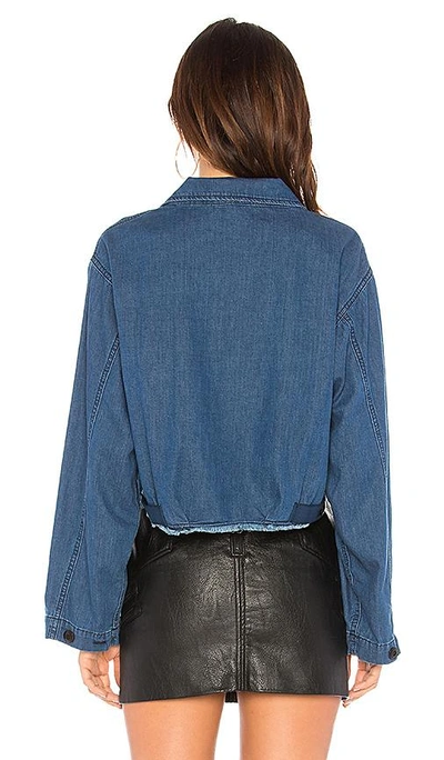 Shop The Great The Cropped Army Jacket In Vibrant Blue Wash