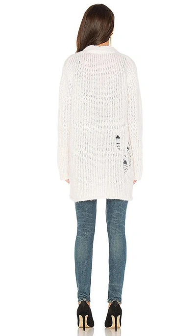 Shop Raquel Allegra Fuzzy Punk Cardigan In White