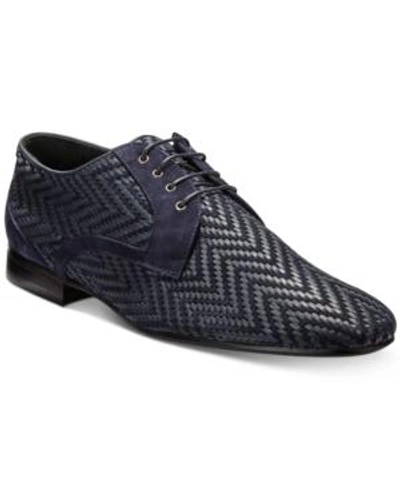 Shop Roberto Cavalli Men's Woven Chevron Oxfords Men's Shoes In Navy
