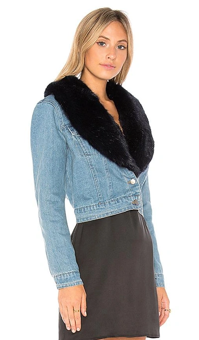 Shop Bb Dakota Mia Faux Fur Jacket In Light Blue