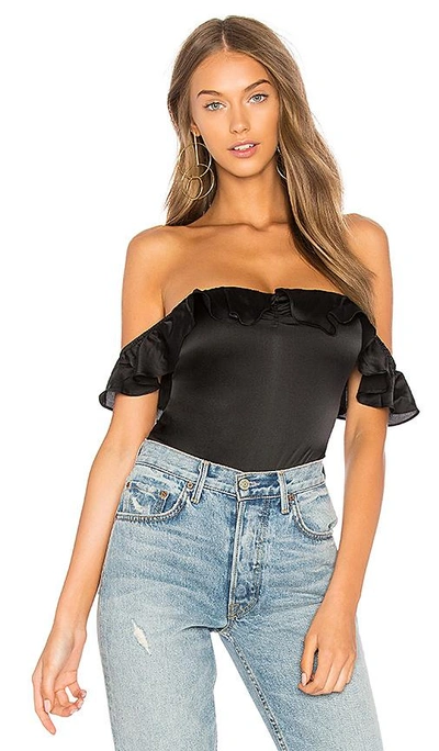 Shop For Love & Lemons Virgo Ruffle Bodysuit In Black