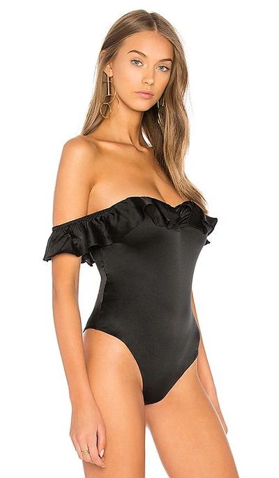 Shop For Love & Lemons Virgo Ruffle Bodysuit In Black