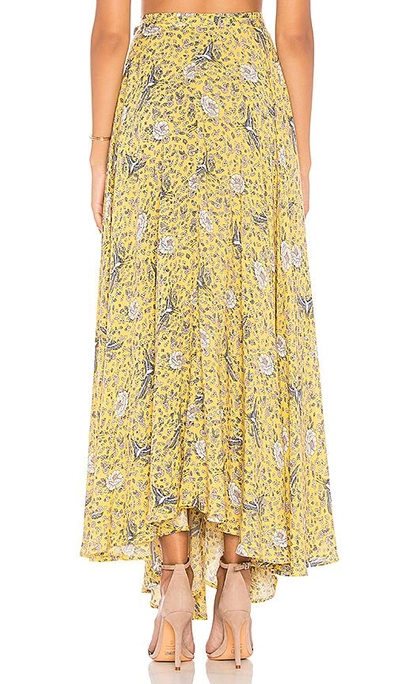 Shop Auguste X Revolve Valentina Wrap Skirt In Floral Bird Yellow