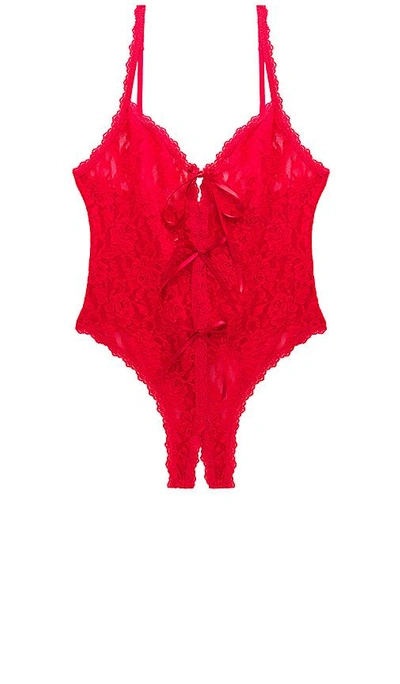 Shop Hanky Panky Racy Signature Lace Open Teddy In Red